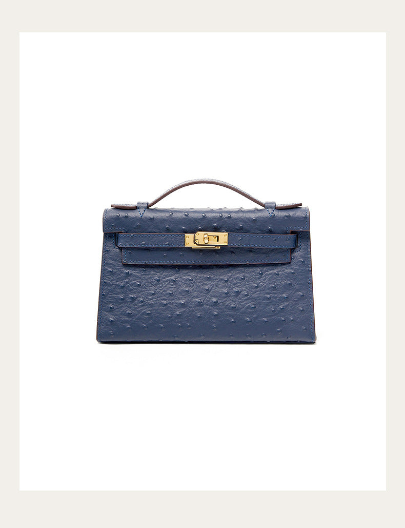 BD Verona Ostrich Effect Genuine Leather Bag