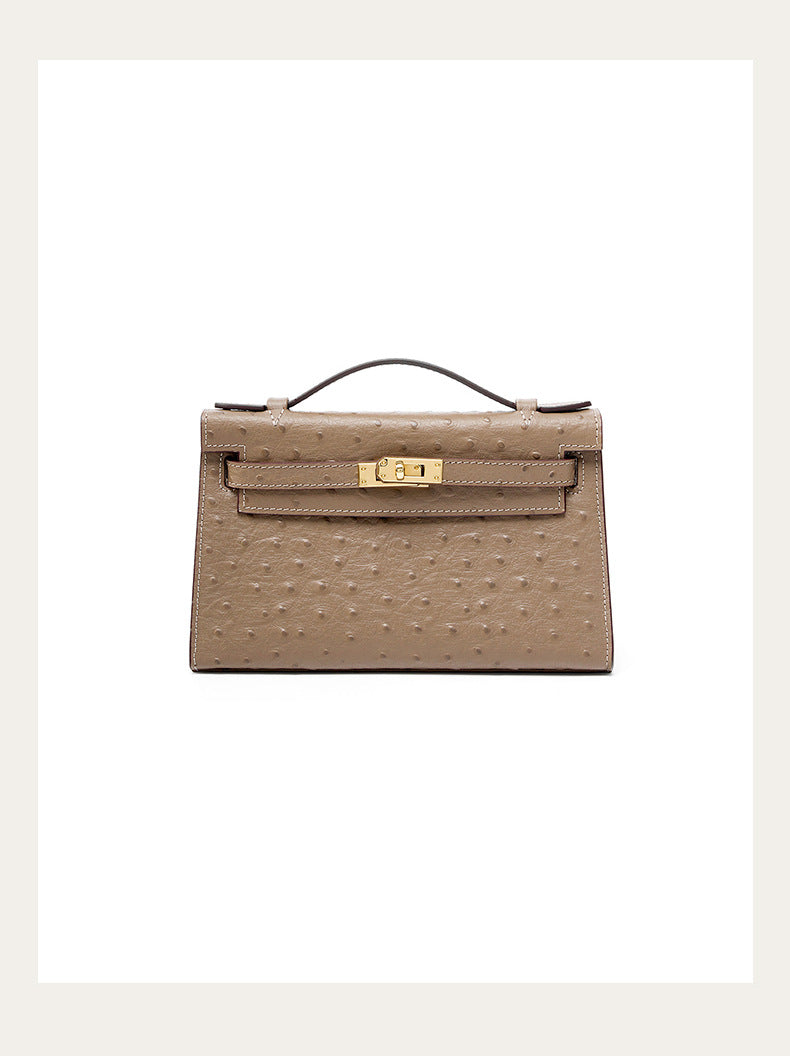 BD Verona Ostrich Effect Genuine Leather Bag