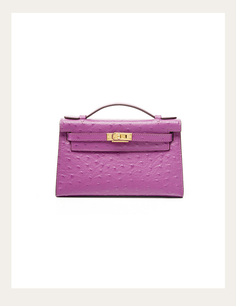 BD Verona Ostrich Effect Genuine Leather Bag