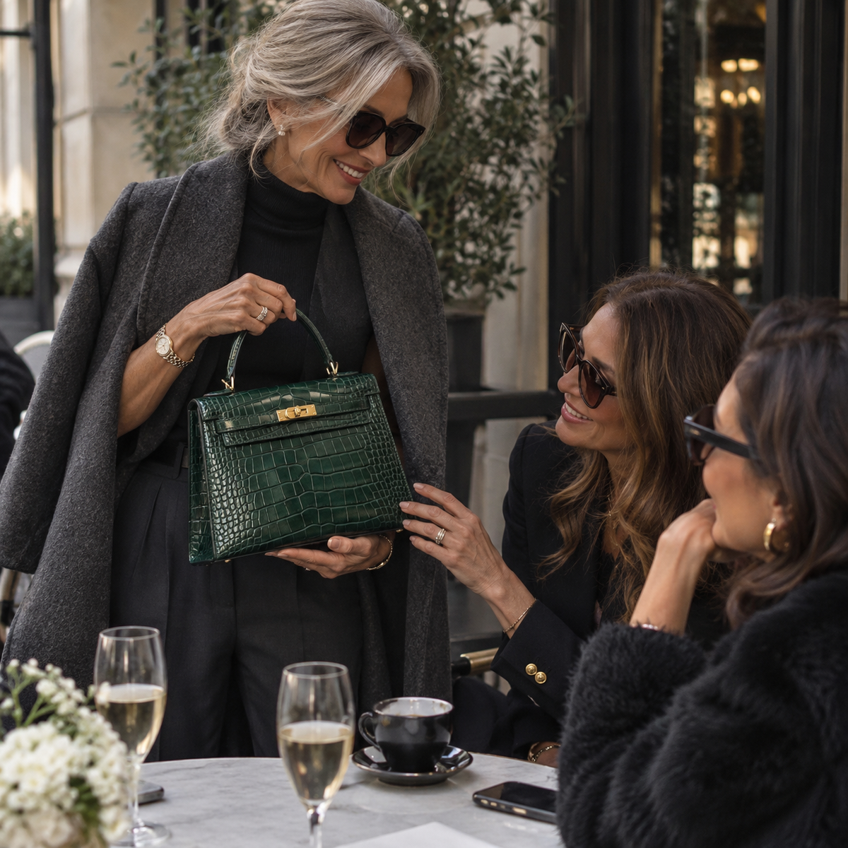 BD Siena Croc Effect Genuine Leather Bag