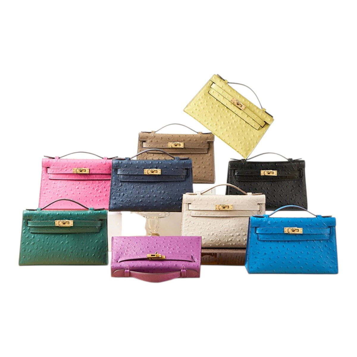 BD Verona Ostrich Effect Genuine Leather Bag