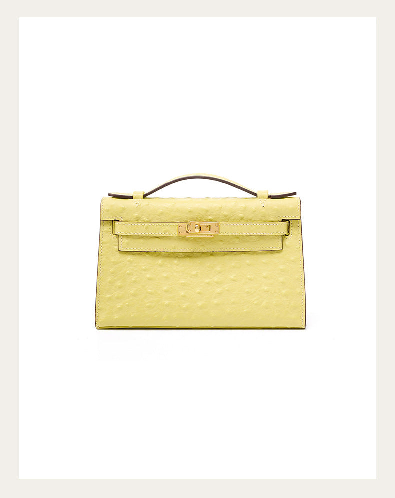 BD Verona Ostrich Effect Genuine Leather Bag