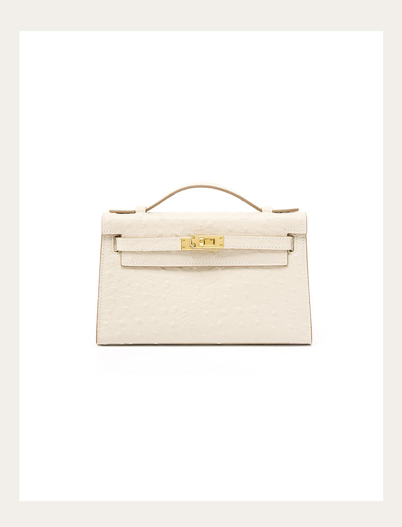 BD Verona Ostrich Effect Genuine Leather Bag