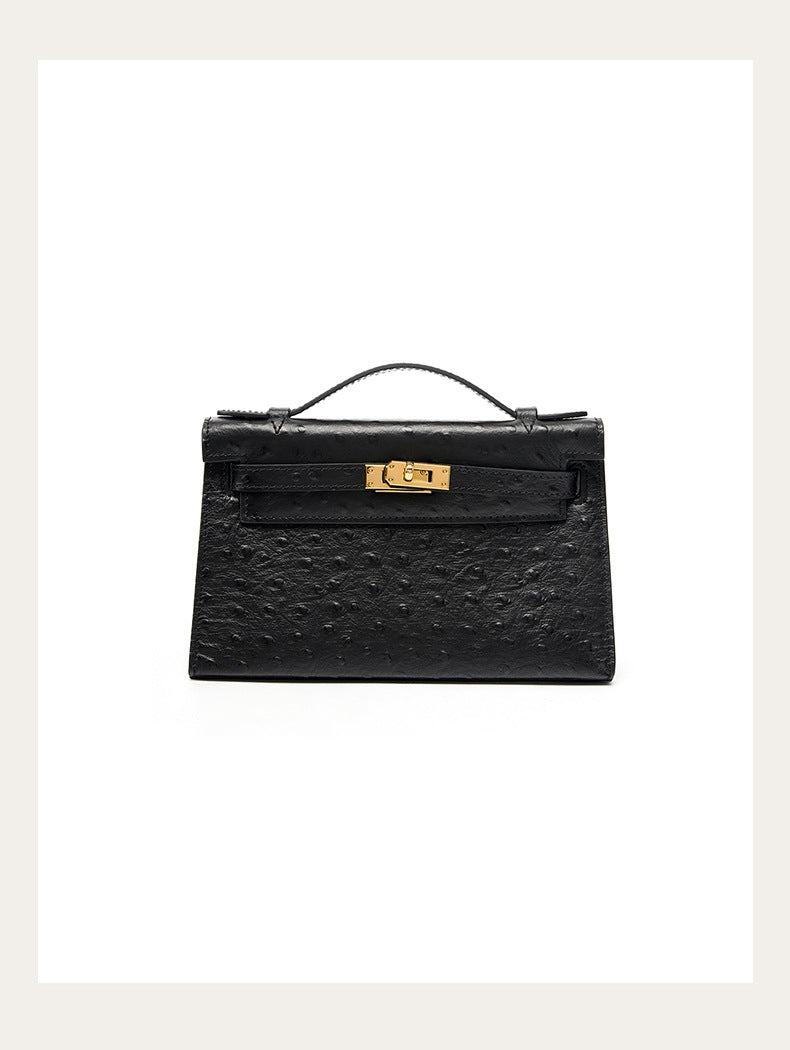 BD Verona Ostrich Effect Genuine Leather Bag