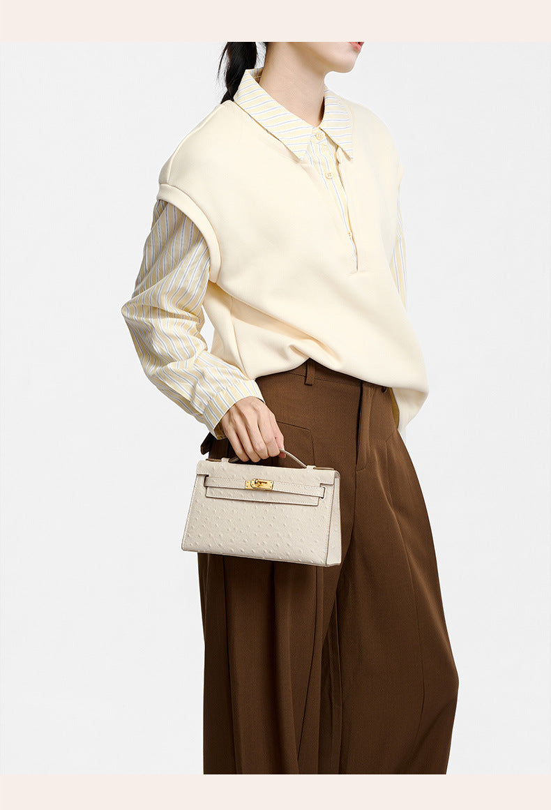 BD Verona Ostrich Effect Genuine Leather Bag