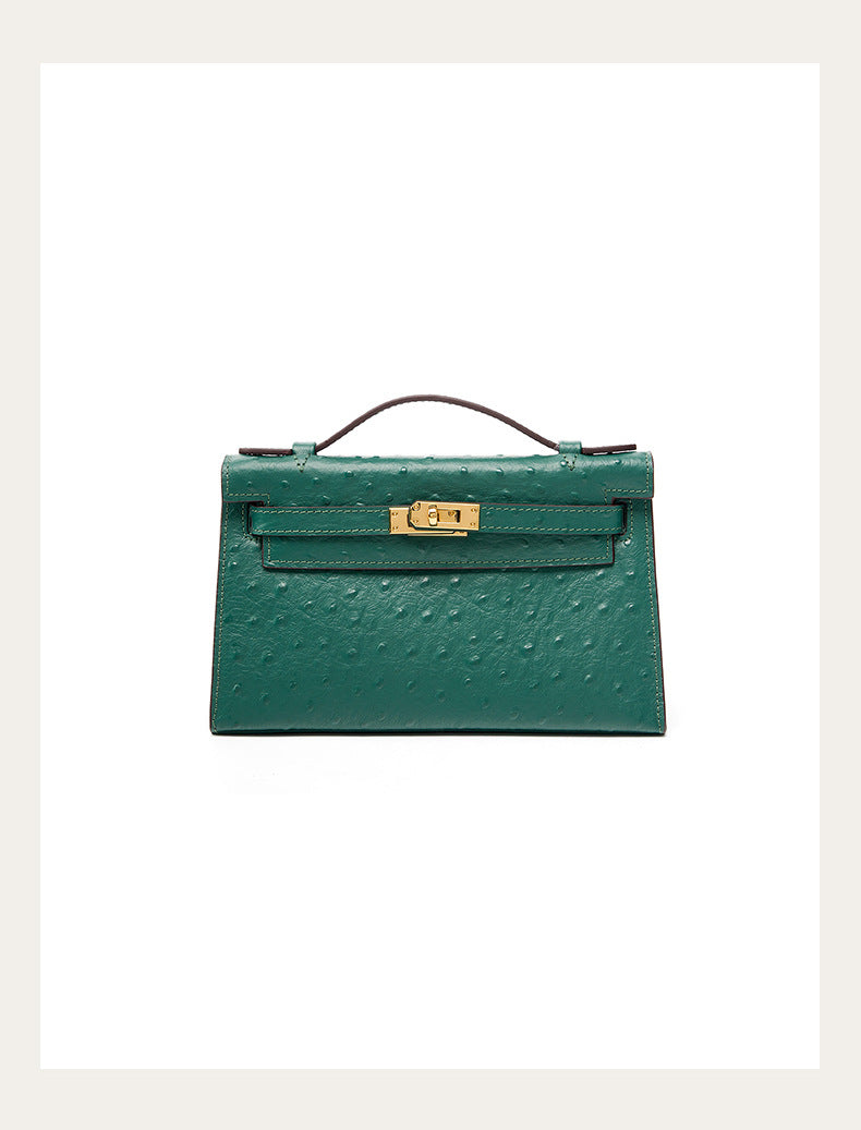 BD Verona Ostrich Effect Genuine Leather Bag