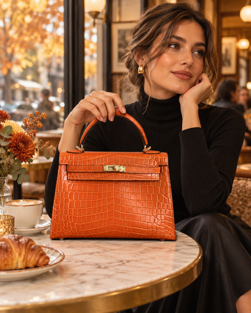 BD Siena Croc Effect Genuine Leather Bag